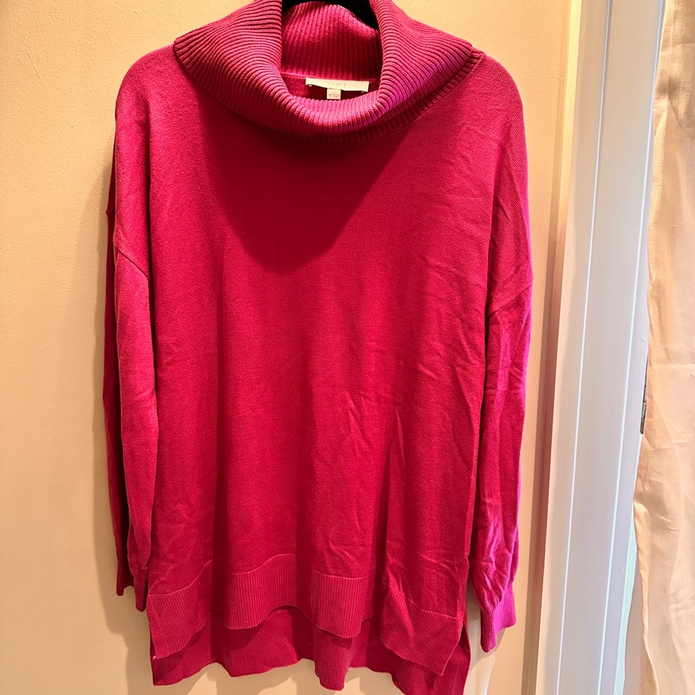 LOFT Fuchsia Cowl Neck Sweater